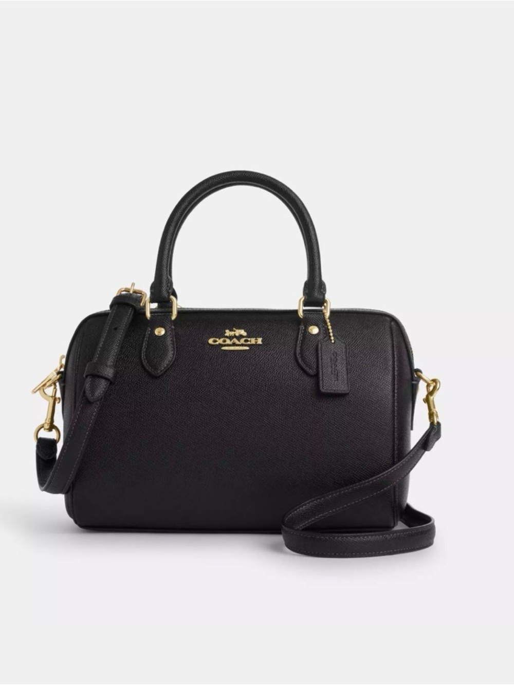 💯 % authentic Coach Rowan Black Leather Dome Satchel with Gold Hardware